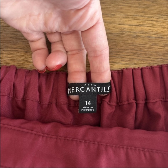 J Crew Mercantile Short Burgundy Mini Skirt Ruffle Hem Size 14 - Picture 8 of 10
